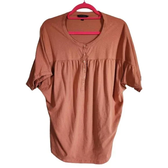 EUC Banana Republic Short Sleeve Blouse Coral/Peach (L/XL) - Picture 1 of 4